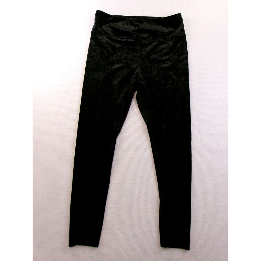 SO Perfectly Soft Yoga High-Rise Leggings Black Crushed Velour‎ XL Athleisure